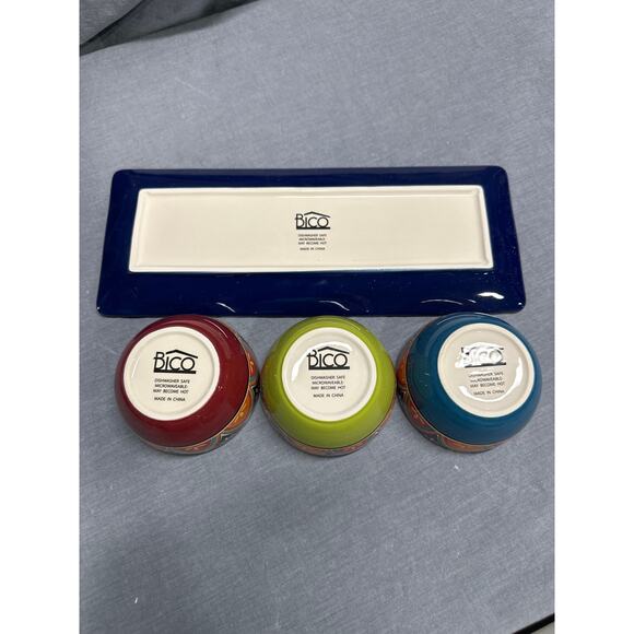 Ceramic Dipping Bowl Set, 9oz bowls with 14 inch platter - Picture 4 of 5